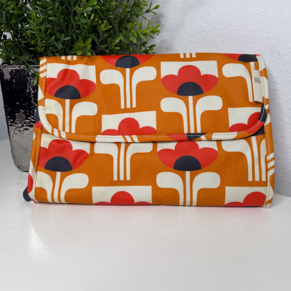 Orla Kiely Target Toiletry Bag Women Orange Floral Hanging Travel Organizer OS